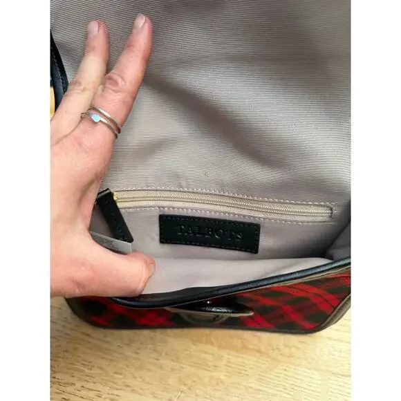 Talbots Red Plaid Tartan Crossbody Bag Coquette Preppy Chic Academia Clueless - Picture 4 of 10